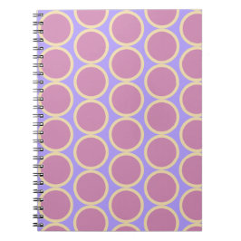Caderno Espiral Desenho Retro de Bolinhas Rosa Roxo e Amarelo 