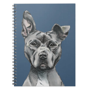 Caderno Espiral Desenho Stalky cinzento do cão do pitbull