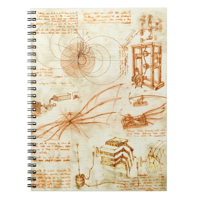 Caderno Espiral Desenho técnico & esboços por Leonardo da Vinci (Frente)