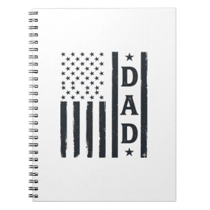 Caderno Espiral Desenho Vetorial de Bandeira Americana do Papai An