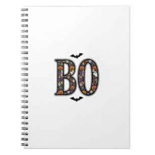 Caderno Espiral Desenho Vetorial de Boo Doodle de Halloween Vintag