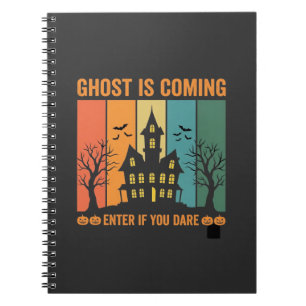 Caderno Espiral Desenho Vetorial de Casa Assombrada por Espíritos