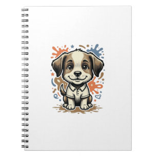Caderno Espiral Desenho Vetorial de Gravação de Splash de Cachorri