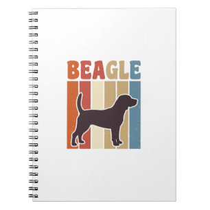 Caderno Espiral Desenho Vetorial de Listra Retro de Cachorro Beagl