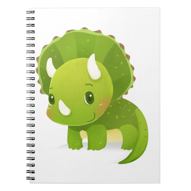Caderno Espiral desenhos animados bonitos do dinossauro do bebê (Frente)