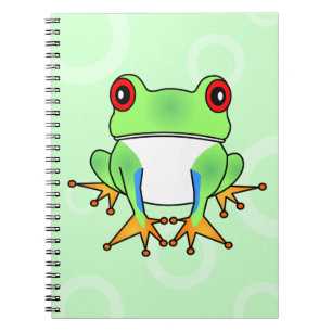 Caderno Espiral Desenhos animados bonitos do sapo de árvore - luz