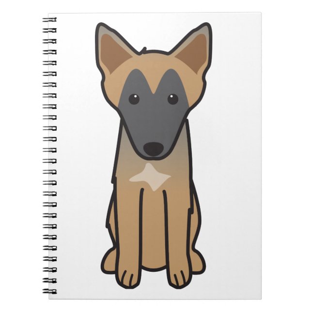 Caderno Espiral Desenhos animados do cão de Malinois do belga (Frente)