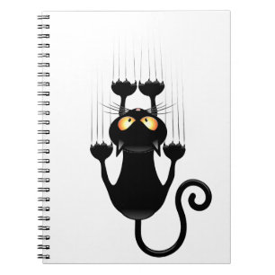 Caderno Espiral Desenhos animados engraçados do gato preto que