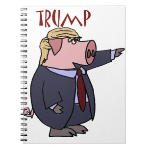 Caderno Espiral Desenhos animados políticos do porco engraçado d