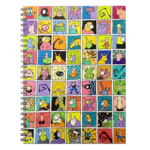 Caderno Espiral Desenhos Animados Rostos Estranhos e Esquisitos Qu