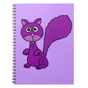 Caderno Espiral Desenhos animados roxos engraçados do esquilo