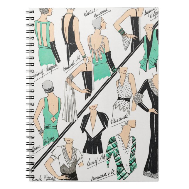 Caderno Espiral Desenhos da Moda da Coutura Francesa de 1931 (Frente)
