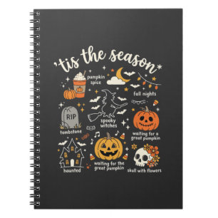Caderno Espiral Desenhos de Halloween É a Temporada de Bruxa Desig