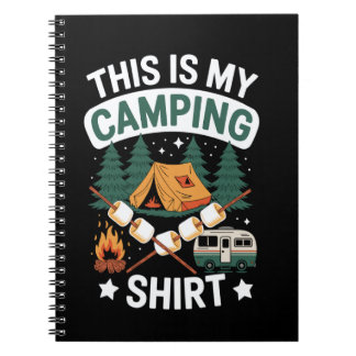 Caderno Espiral Desenhos de Ventoinha Vintage Acampamento Fogueira