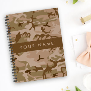 Caderno Espiral Desert Camouflage Patterno, seu nome, Personalize
