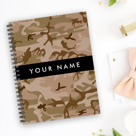 Caderno Espiral Desert Camouflage Patterno, seu nome, Personalize