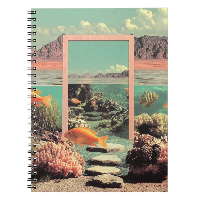 Caderno Espiral Deserto Oceânico Surreal com Porta (Frente)