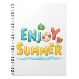 Caderno Espiral Desfrute da ilustração de texto de verão