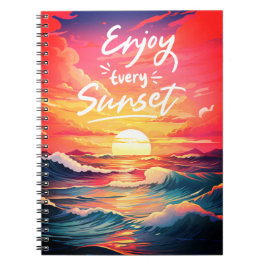 Caderno Espiral Desfrute de todos os notebooks para oceano sunset