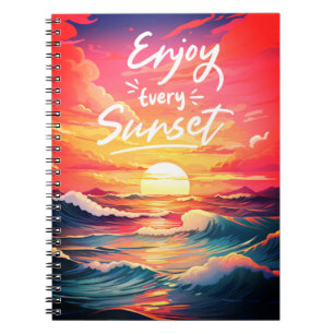 Caderno Espiral Desfrute de todos os notebooks para oceano sunset