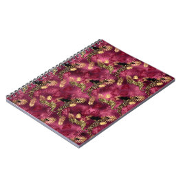 Caderno Espiral Design 10 da Série Burgundy e Dourada Leopard