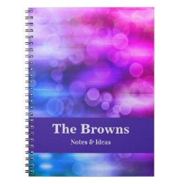 Caderno Espiral Design abstrato dos círculos rosa e roxo modernos