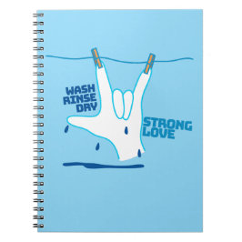Caderno Espiral Design ASL - Lavar, Enxaguar e Secar o Amor ILY