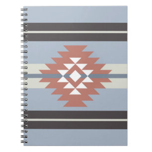 Caderno Espiral Design asteca de cor rosa e azul