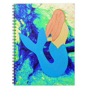 Caderno Espiral design azul da sereia