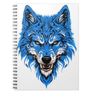 Caderno Espiral Design azul-lobo e branco