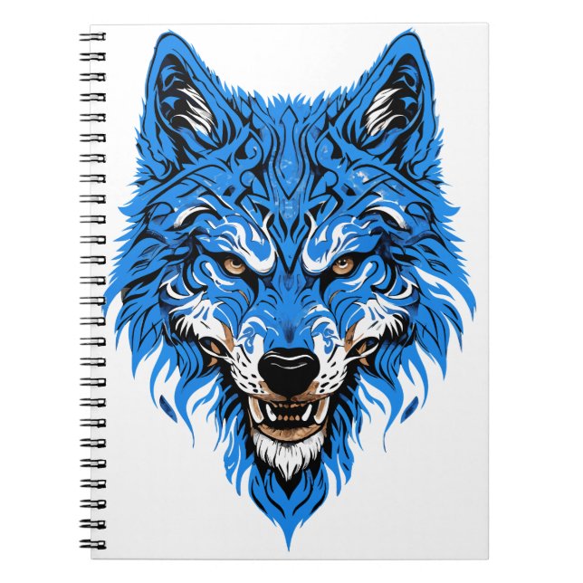 Caderno Espiral Design azul-lobo e branco (Frente)