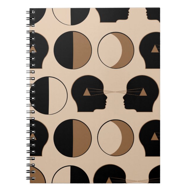 Caderno Espiral Design Celestial de Padrão Sem Costura com Energ H (Frente)