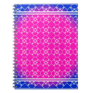 Caderno Espiral Design com padrão geométrico desenhado à mão com a