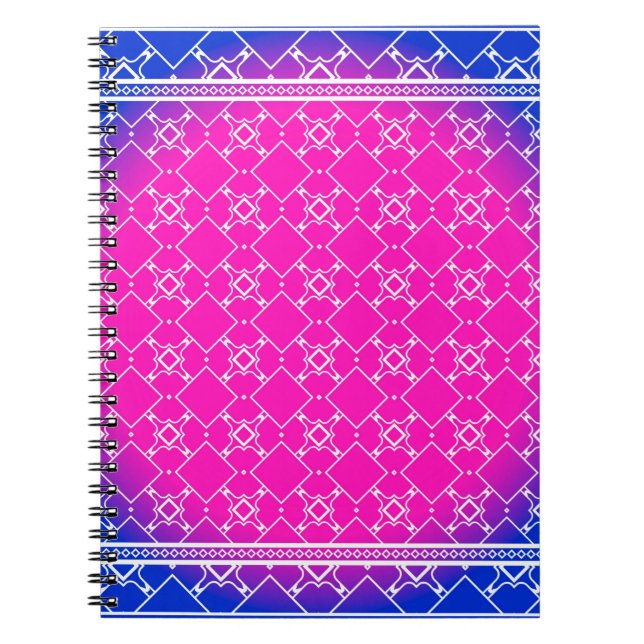 Caderno Espiral Design com padrão geométrico desenhado à mão com a (Frente)