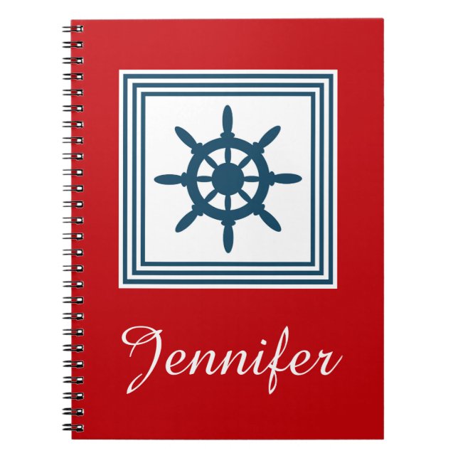 Caderno Espiral Design com tema náutico (Frente)