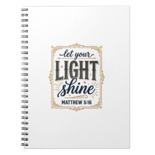 Caderno Espiral Design Cristiano Deixe Sua Luz Brilhar Mateus 5_16