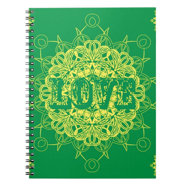 Caderno Espiral Design da mandala do amor (Frente)