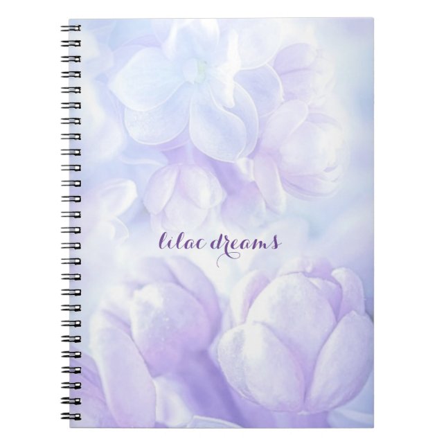 Caderno Espiral Design das Flores Lilás Roxas Elegantes (Frente)