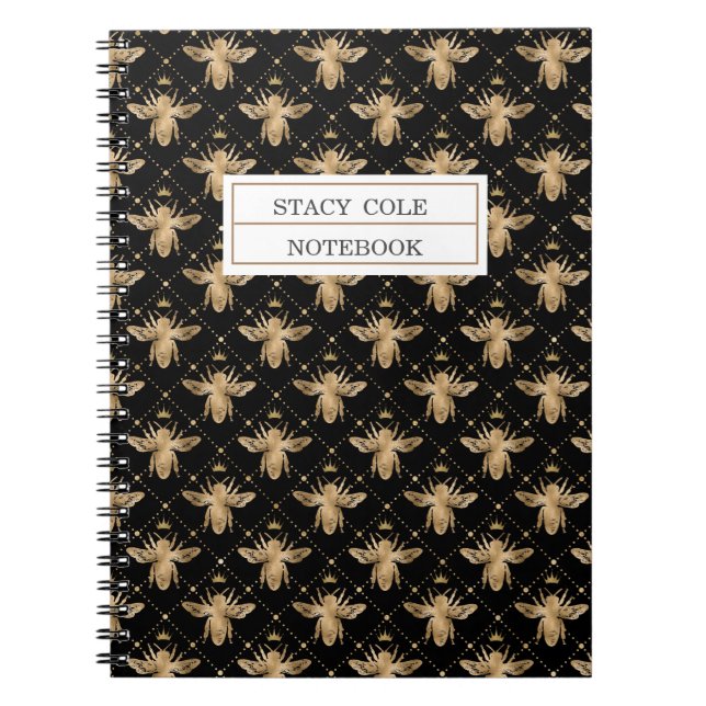 Caderno Espiral Design de Abelhas Castanhosas Marrons Personalizad (Frente)