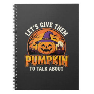 Caderno Espiral Design de Abóbora Engraçada Pun Halloween_1
