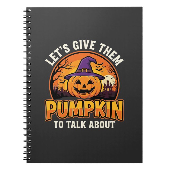 Caderno Espiral Design de Abóbora Engraçada Pun Halloween_1 (Frente)