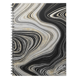 Caderno Espiral Design de Agate Preto e Dourado