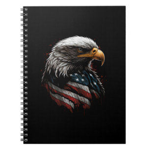 Caderno Espiral design de águia com bandeira americana