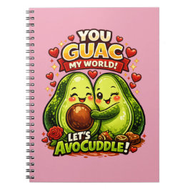 Caderno Espiral Design de amor de abacate fofo para o Dia dos Namo