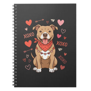 Caderno Espiral Design de Amor XOXO Cachorro Pitbull no Dia dos Na