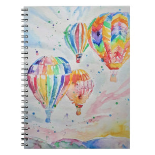 Caderno Espiral Design de Arte de Aquarela Colorida com Balão de 