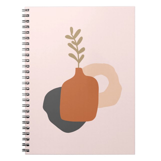 Caderno Espiral Design de Arte Delicada de Laranja e Rosa (Frente)