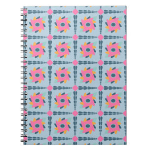 Caderno Espiral Design de Azulejo Geométrico Vibrante