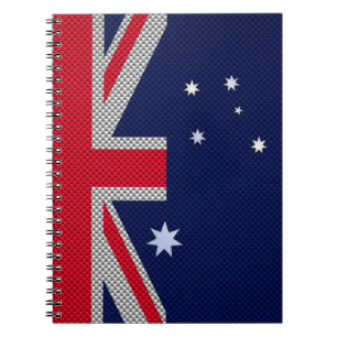 Caderno Espiral Design de bandeira da Austrália no Estilo de Cromo