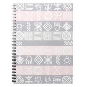 Caderno Espiral Design de Boho Africano Étnico